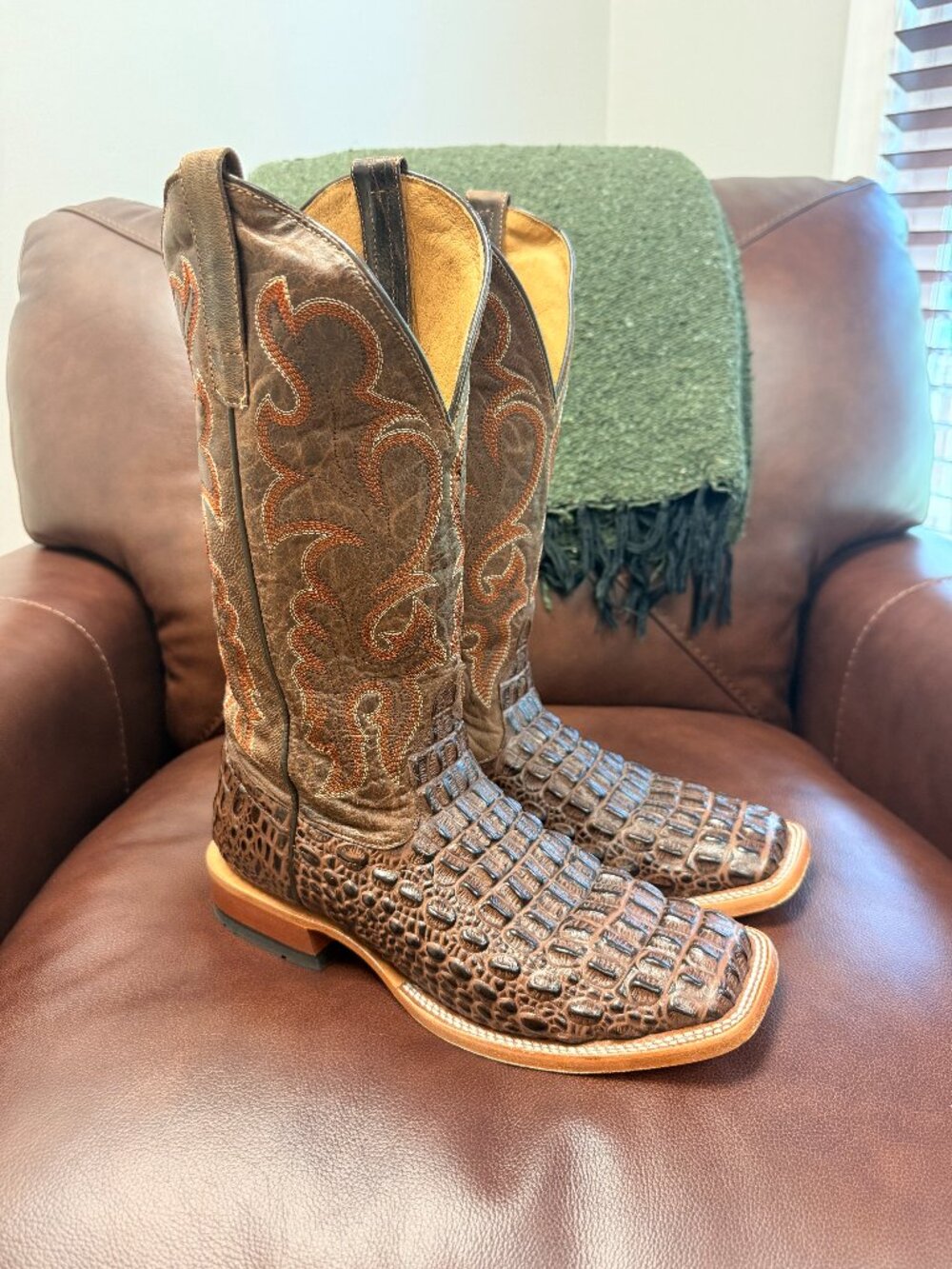 Horse Power Nile Crocodile Print Cowboy Boots Men's 9D - Made in Leon Mexico